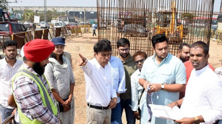 MP inspects flyover work at Manipal Hospital junction