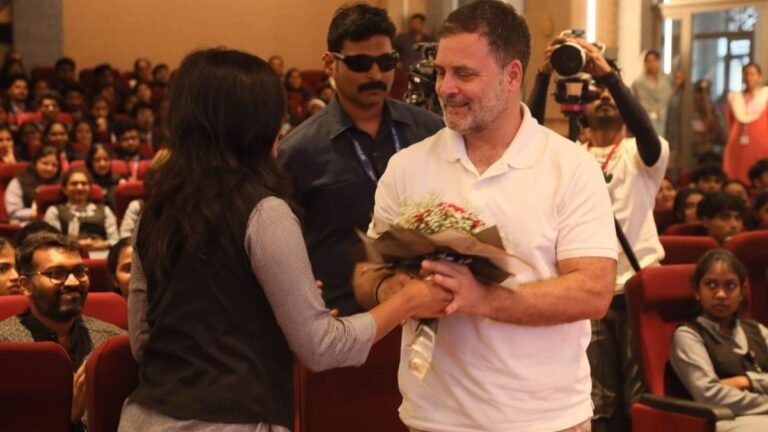 Rahul Gandhi interacts with college students in Idukki
