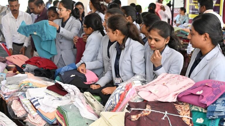 The Khadi Utsava organized at Sahyadri College in Shivamogga is getting a good response