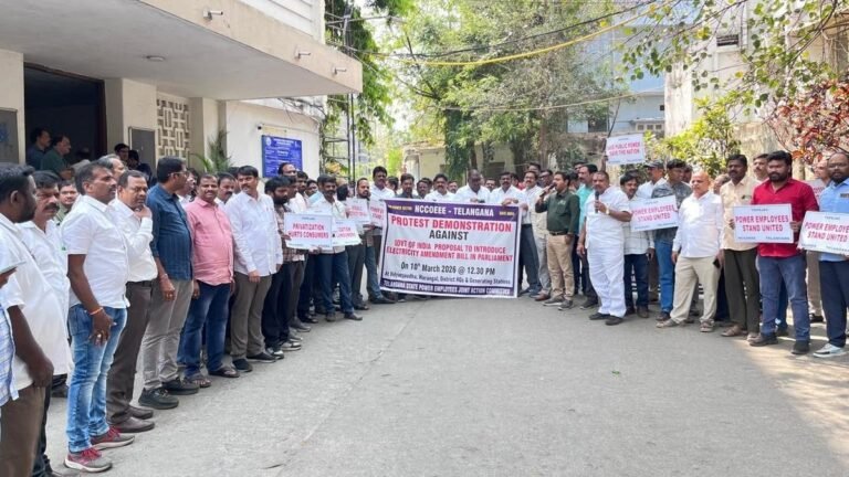 Midday demonstration by energy company employees protesting against the electricity law