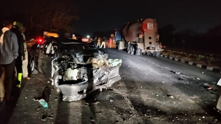 Three youths died after a speeding car hit a truck