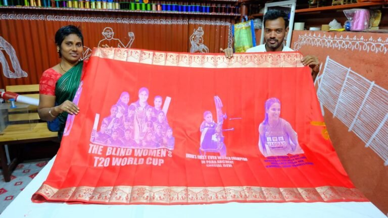 An artistic tribute to the weaving couple “Nari Shakti”