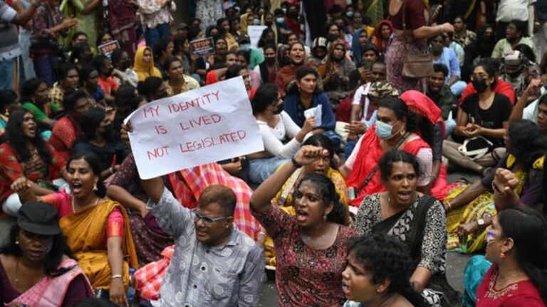 A march taken out to Lok Bhavan to protest against the Transgender Bill