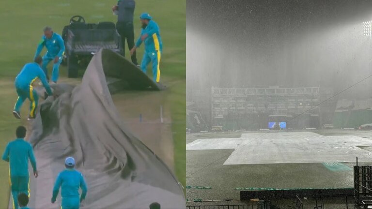 Watch: Wild scenes in Lahore where PSL ground staff are almost swept away by strong winds