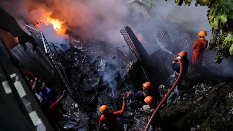 The fire broke out at a scrap yard near Pullepady Bridge