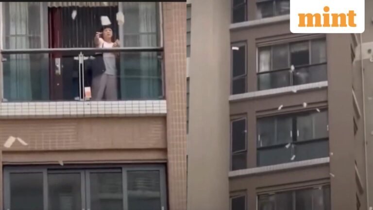 Chinese woman throws ₹1.5 million cash from balcony after argument with husband, residents gather to collect. WATCH | Today’s news