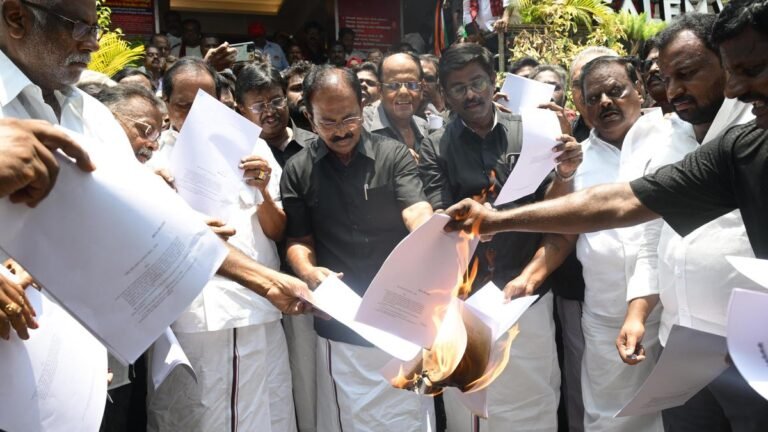 Delimitation exercise: tourism minister, TNCC president protest in Salem, Tamil Nadu