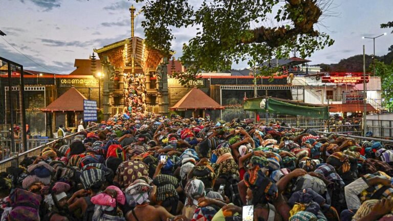 On the casement of the entrance to the Sabarimala temple
