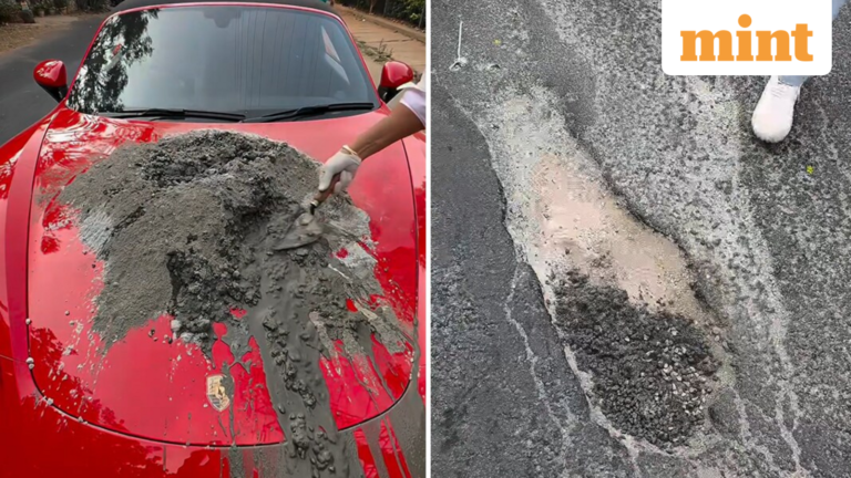 A Bengaluru businessman uses his Porsche to mix cement to repair potholes; Internet questions PR trick | Today’s news
