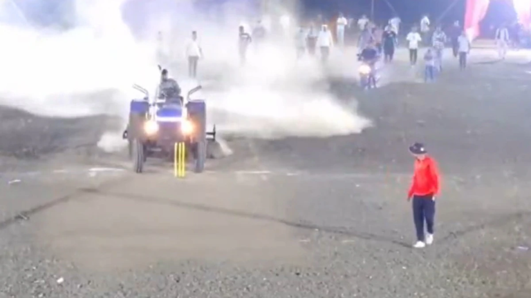 Bizarre: Tractor shift stops cricket match, pitch destroyed in shocking scenes