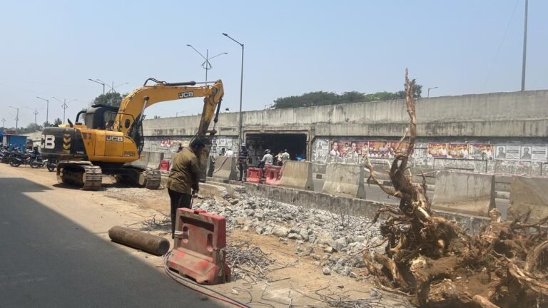 NHAI is demolishing the upper part of storm water drain to create more road space in Vellore