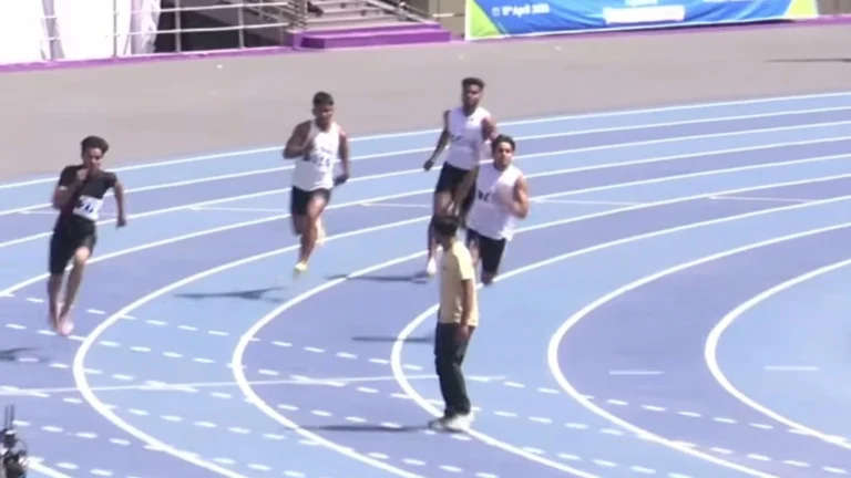 Watch: Athletics federation under fire after man steps onto track during junior race