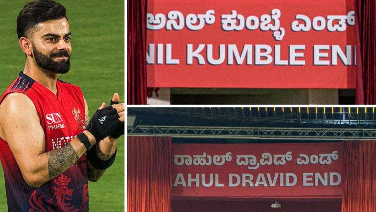 Virat Kohli applauds as Dravid, Kumble honored with new stand at Chinnaswamy Stadium