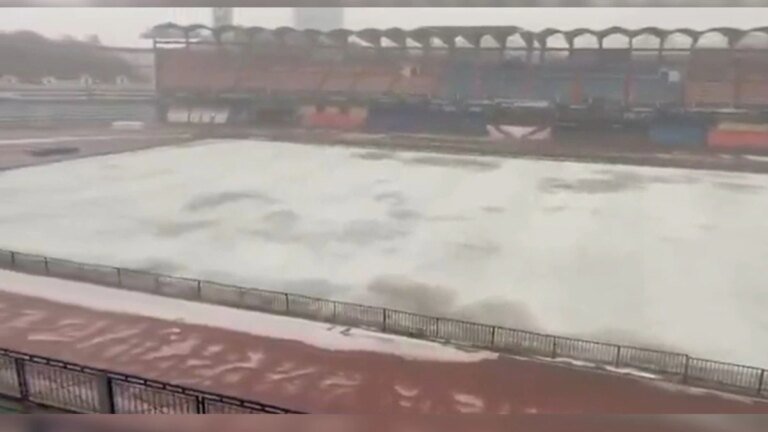 Kanteerava Stadium turns white after heavy hailstorm lashed Bengaluru