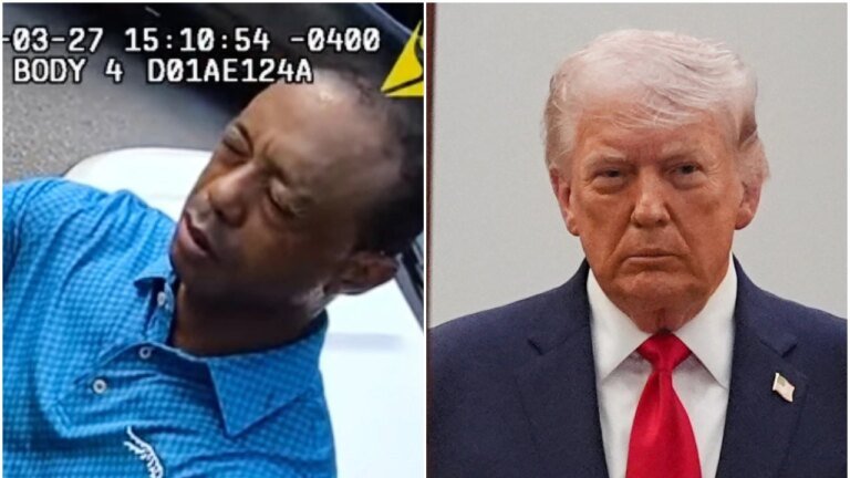 Watch: Bodycam footage of Tiger Woods calling US president after car crash