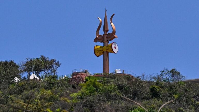 The 65 feet Trishul at Kailasagiri will be unveiled on Saturday