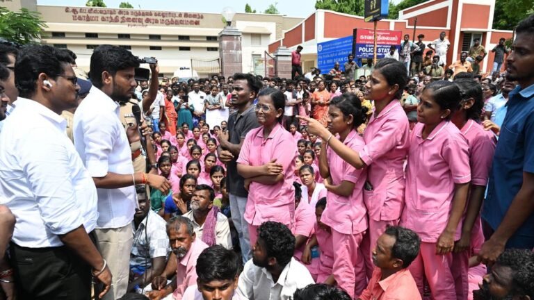 A nursing student died during an operation at a government hospital in Tiruchi; colleagues protest