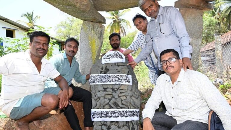 Veeragallu, dating from the 12th century Hoysala period, discovered in a village in Nagamangala