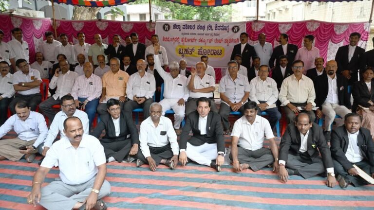 Advocates have launched a protest demanding a circuit bench of the Shivamogga High Court