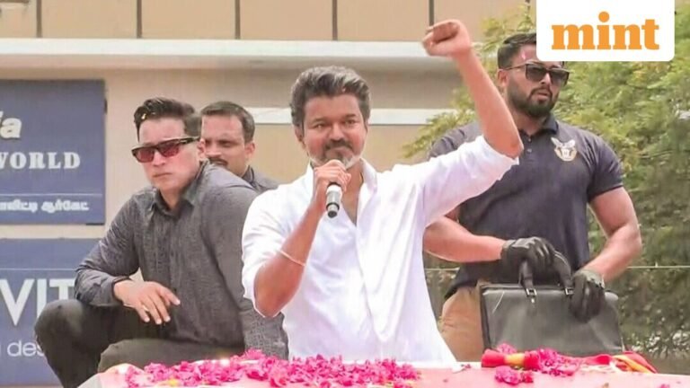 Watch: Security tightened outside Vijay’s Chennai residence as TVK leads in Tamil Nadu poll trends | Today’s news