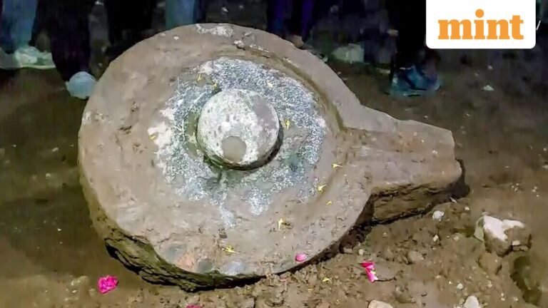A Shivalinga found during excavations for Simhastha 2028 near Ujjain’s Mahakaleshwar Temple. Today’s news