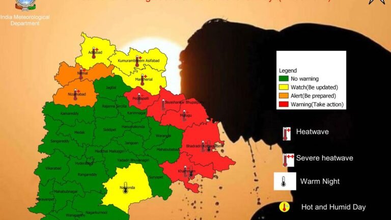 A red alert was issued for five districts of Telangana on May 27 as the state battles heat wave