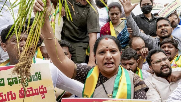 Kavitha arrested at Secretariat for protesting farmers’ issues