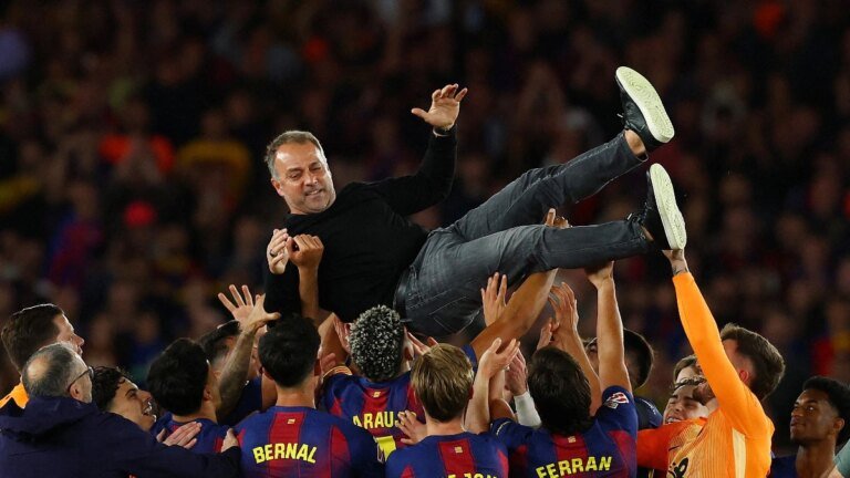 Hansi Flick agrees Barcelona contract extension until 2028 after La Liga glory