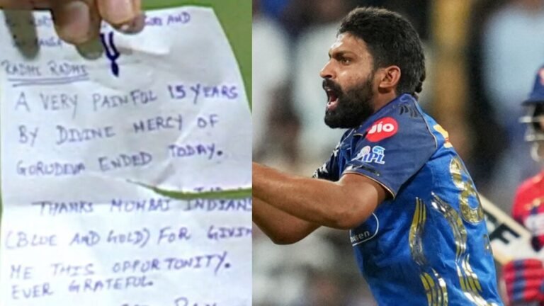 MI’s Raghu Sharma celebrates first IPL wicket with emotional note: Watch