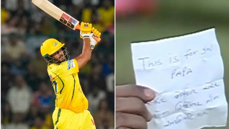 CSK vs LSG: Urvil Patel hits fastest fifty in IPL, celebrates with note for dad