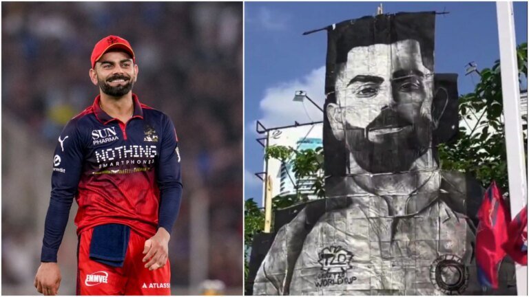 Video: Virat Kohli’s 345 Sq Ft Handmade Artwork Unveiled Outside Lucknow Stadium