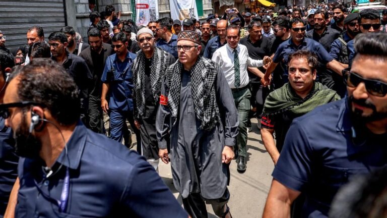 A Muharram procession was held across Kashmir; CM Omar, LG Sinha join the mourners
