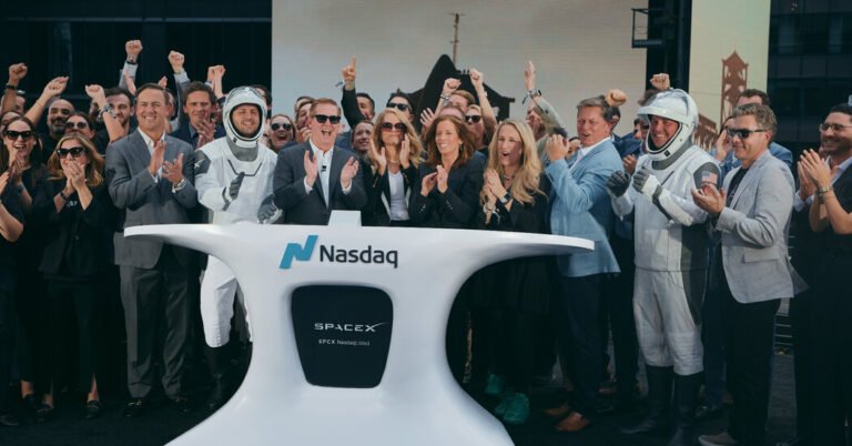 SpaceX shares rise for first full day of trading