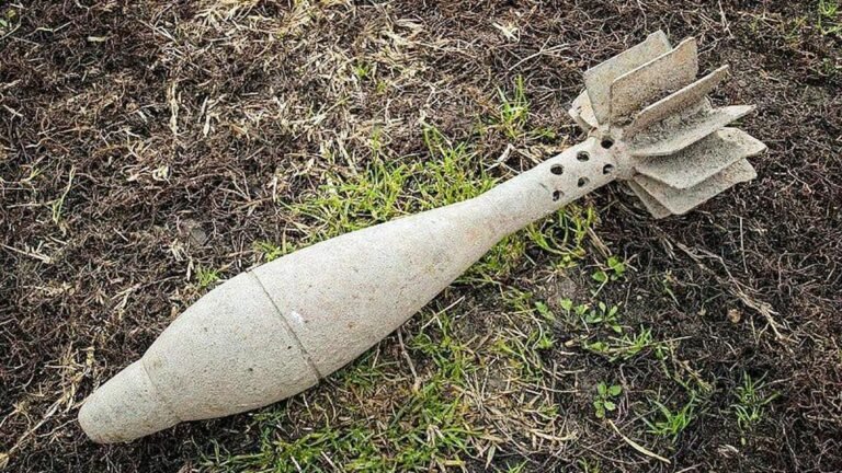 A mortar-like object found near a river at Kanpur Dehat; the bomb disposal team from Jhansi rushes in