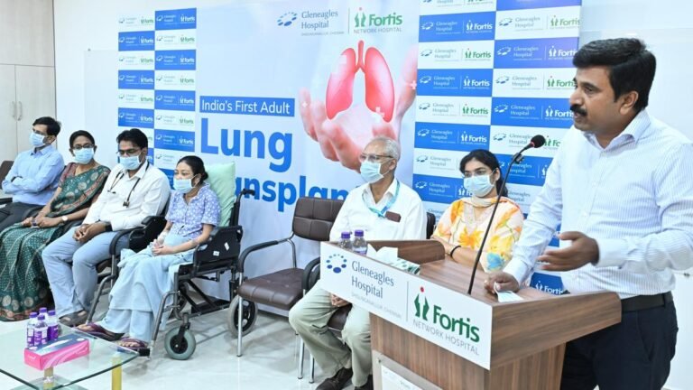 A woman with interstitial lung disease associated with rheumatoid arthritis breathes easily with the lungs of a teenager