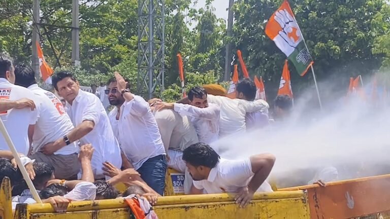 Two protests, two reactions: Delhi remains calm as Haryana turns water cannons on Youth Congress protesters
