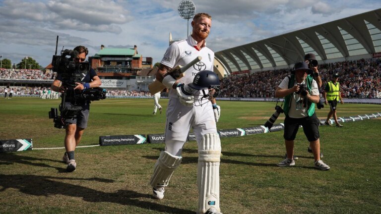 Departing Ben Stokes opens the batting, swinging fearlessly as Trent Bridge takes his leave