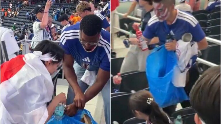 Japanese fans won hearts again by cleaning up the Dallas stadium after the Dutch thriller
