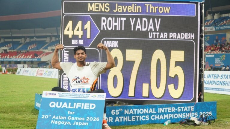 Rohit Yadav throws world’s second best javelin throw in 2026 to book place at Asian Games