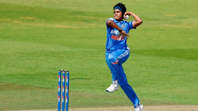 Shree Charani moved to the top spot in the T20I rankings after a heroic spell vs Pakistan