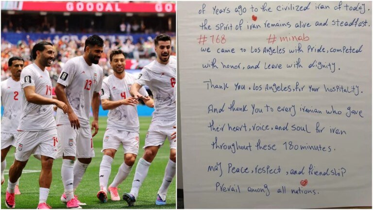 Iran leaves a handwritten note in the Los Angeles locker room asking for peace