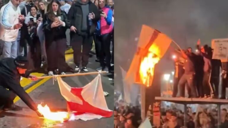 Watch: Argentina fans burn England flags after World Cup semi-final victory
