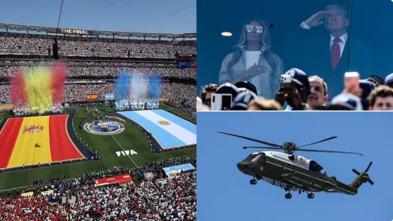 Watch: Donald Trump dramatically arrives on Marine One for the Argentina-Spain FIFA World Cup final