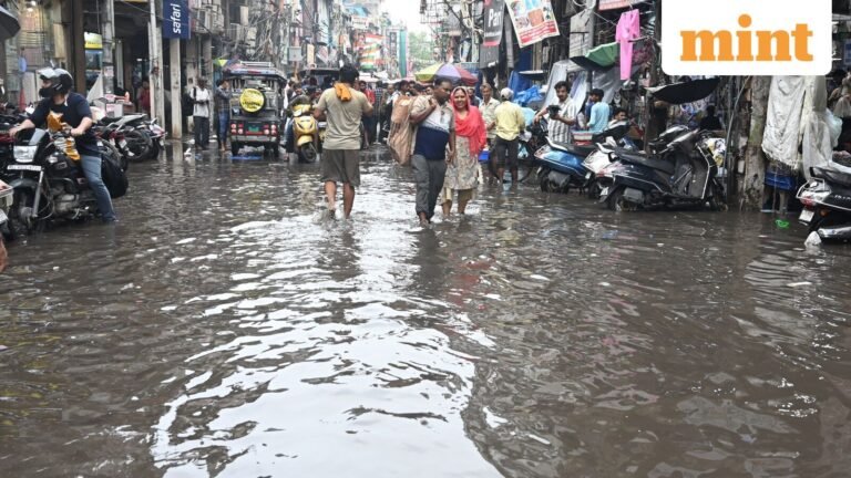 Delhi rains update: Roads waterlogged, trains delayed, Air India, IndiGo, SpiceJet issue alert amid IMD red alert | Today’s news