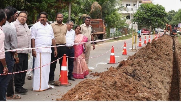 Minister B. Rajkumar inspects ongoing projects in Cuddalore