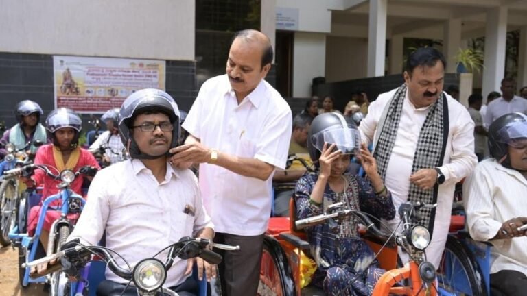 MP distributes tricycles to 42 Divyangs in Hubballi