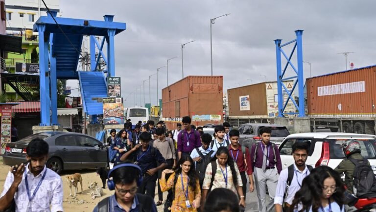 A delayed footbridge endangers pedestrians crossing the busy Bengaluru-Mysuru Expressway