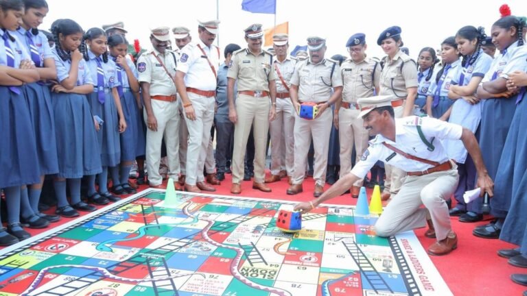 The Snakes and Ladders game helps to drive home the road safety message in Khammam