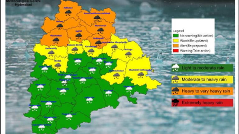 Warning for heavy to very heavy rain in seven districts on July 4