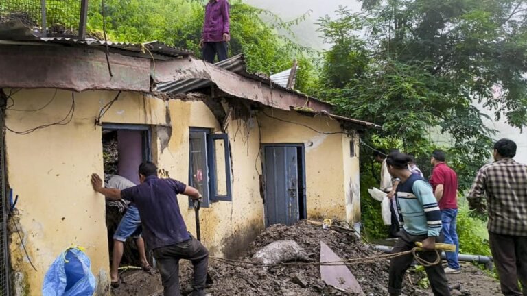 Heavy rain has raised fears of landslides in Shimla’s Sanjauli, with several houses affected